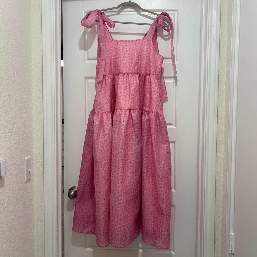 Pink Three Tier Floral Dress by Dottie